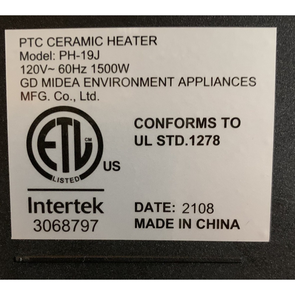 Pelonis PH-19J 1500W Leaning Ceramic Tower Heater - White - Picture 5 of 5